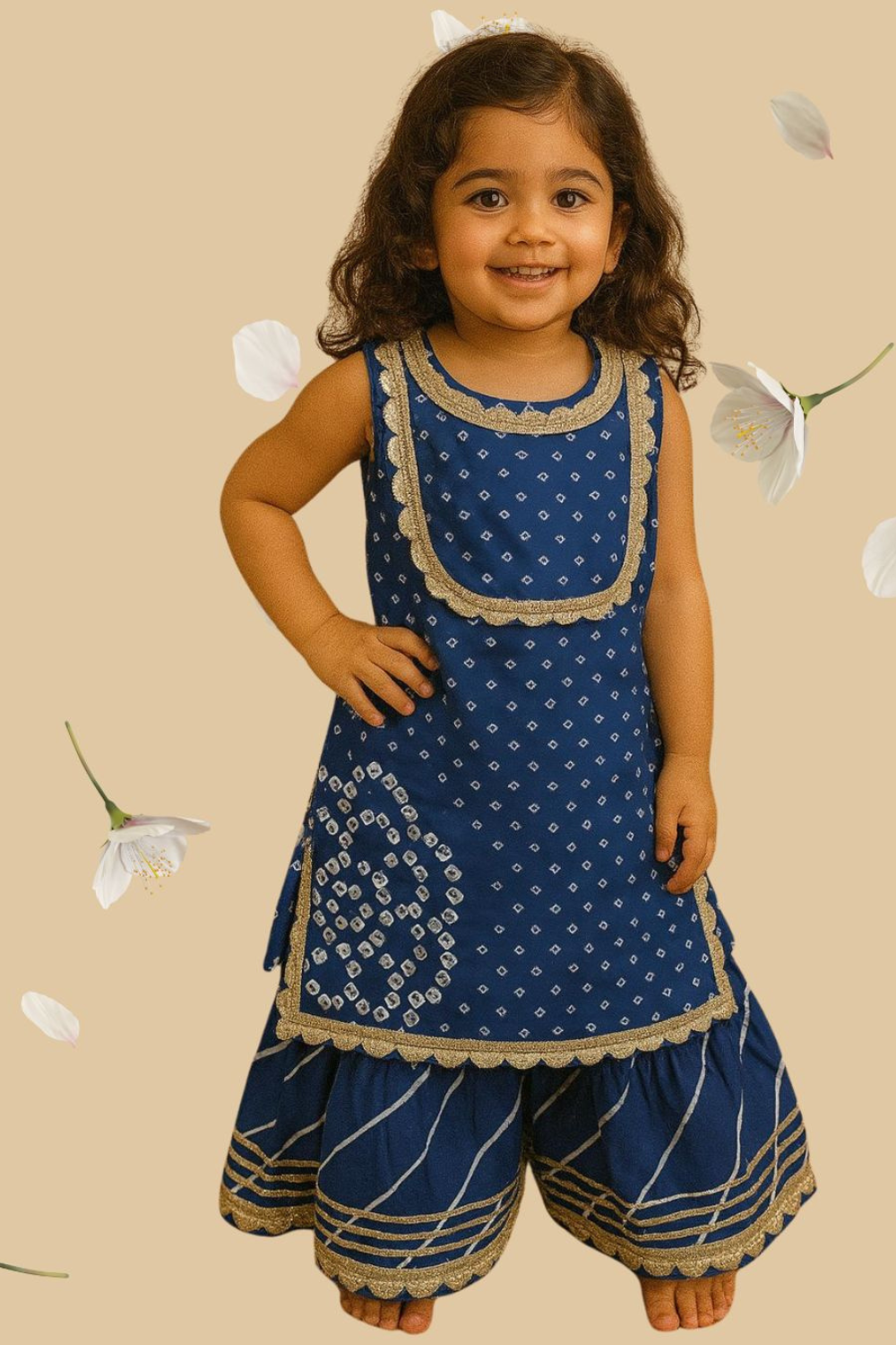 SLEEVELESS PUNJABI KURTI AND SHARARA WITH DUPATTA