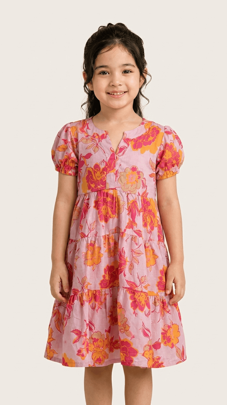 Lavender Blossom Tiered Cotton Frock