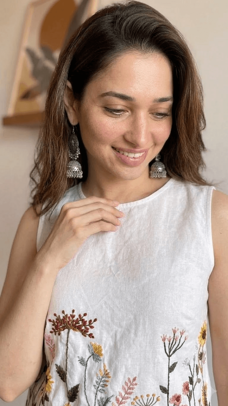 White Embroidered Cotton Sleeveless Top with Wide-Leg Trouser Set