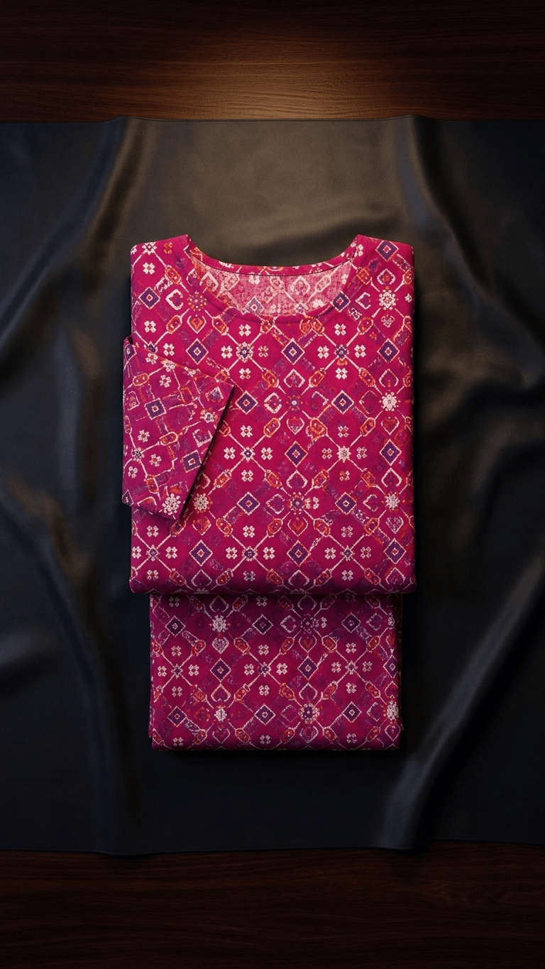 Women's Magenta Patola Cotton Lounge Set