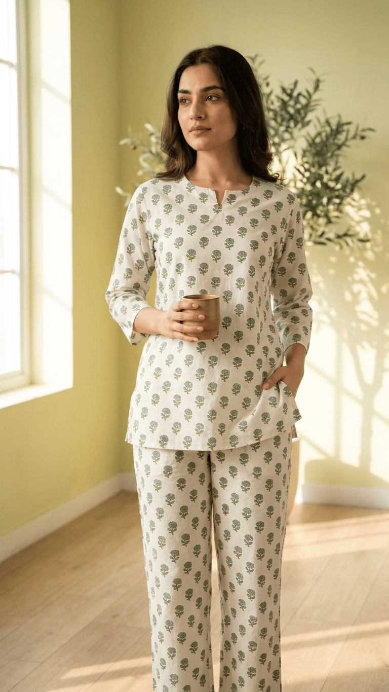 Women's Ivory Boota Cotton Lounge Set
