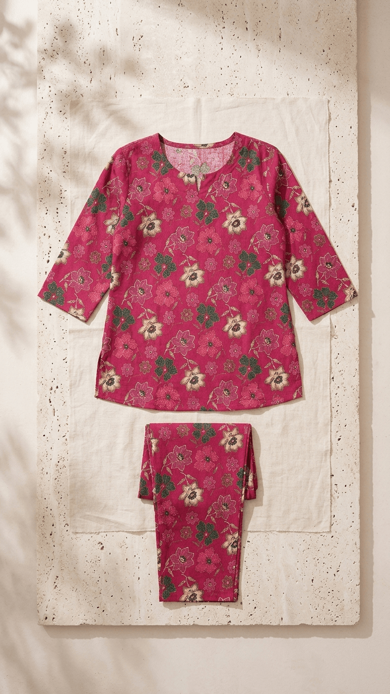Women's Fuchsia Meadow Cotton Lounge Set