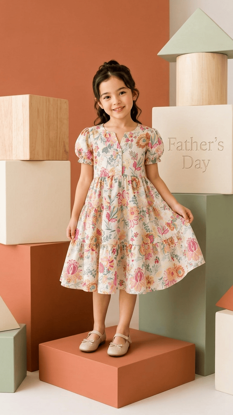Ivory Vintage Blossom Tiered Cotton Frock