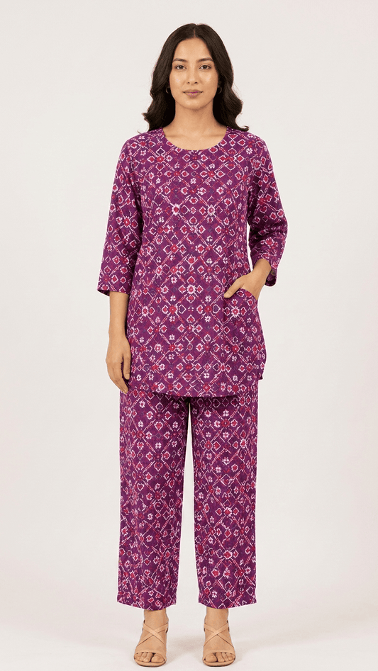 Women's Violet Patola Cotton Lounge Set