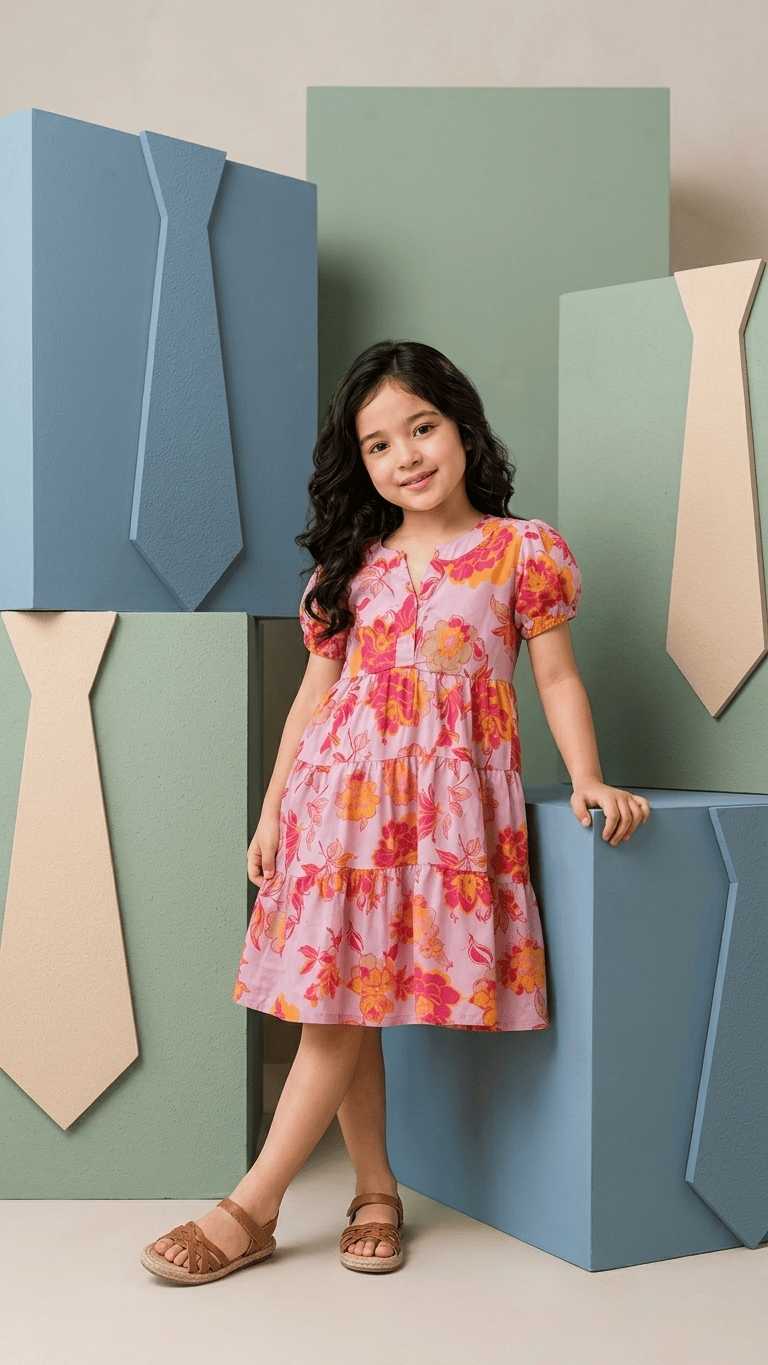 Lavender Blossom Tiered Cotton Frock