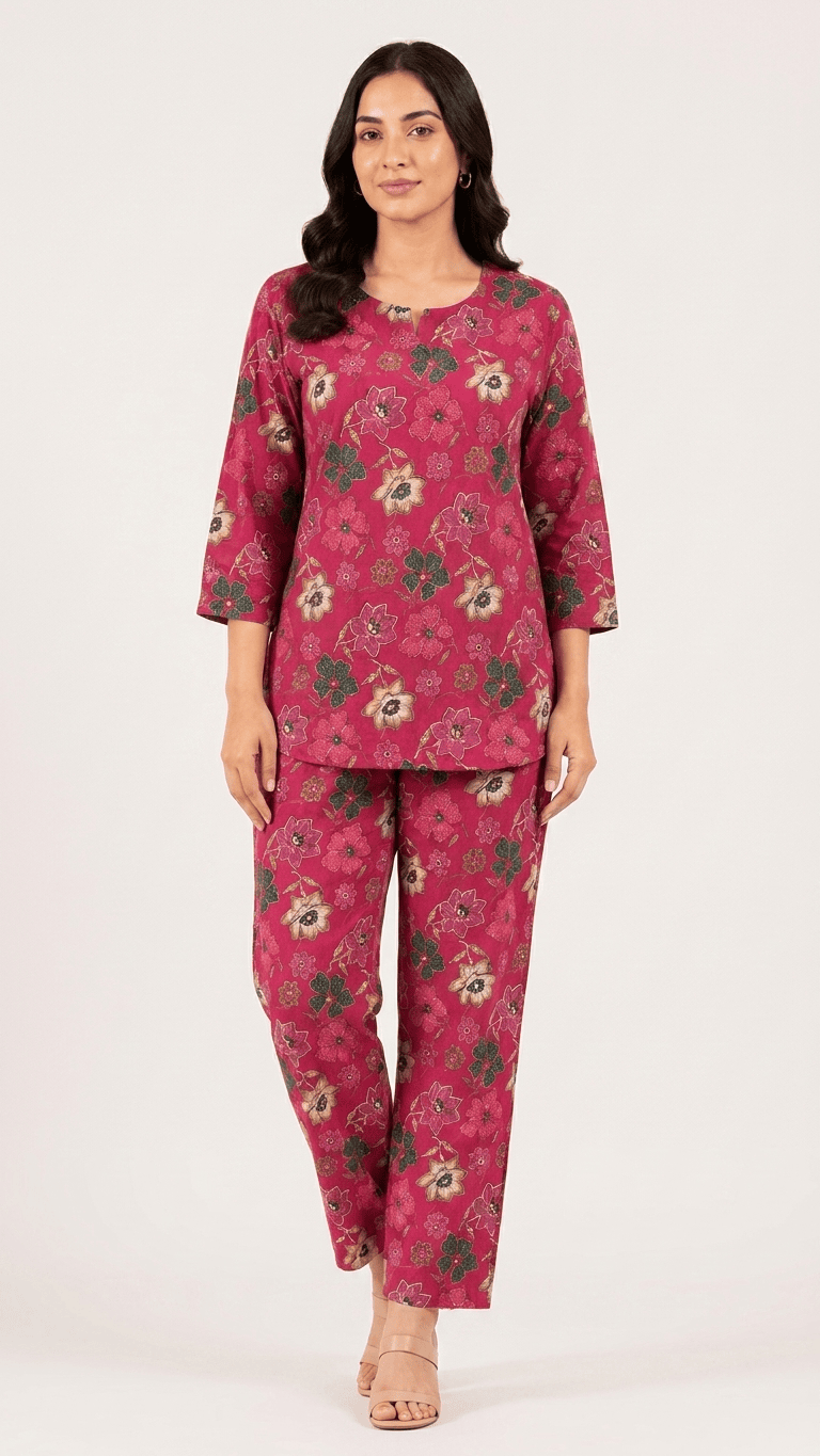 Women's Fuchsia Meadow Cotton Lounge Set