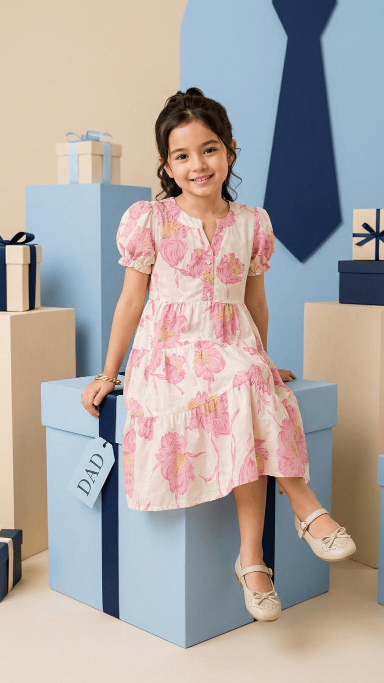 Blossom Pink Tiered Cotton Frock
