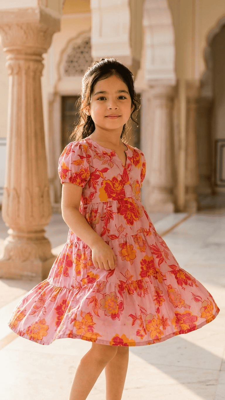 Lavender Blossom Tiered Cotton Frock