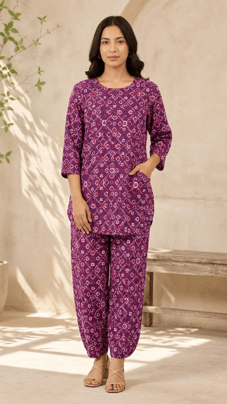 Women's Violet Patola Cotton Lounge Set
