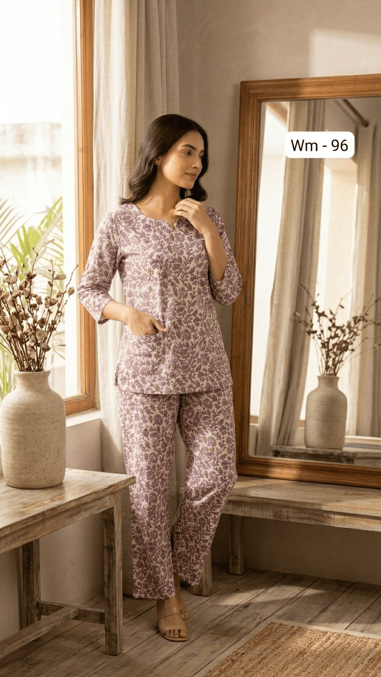 Women's Mauve Chintz Cotton Lounge Set