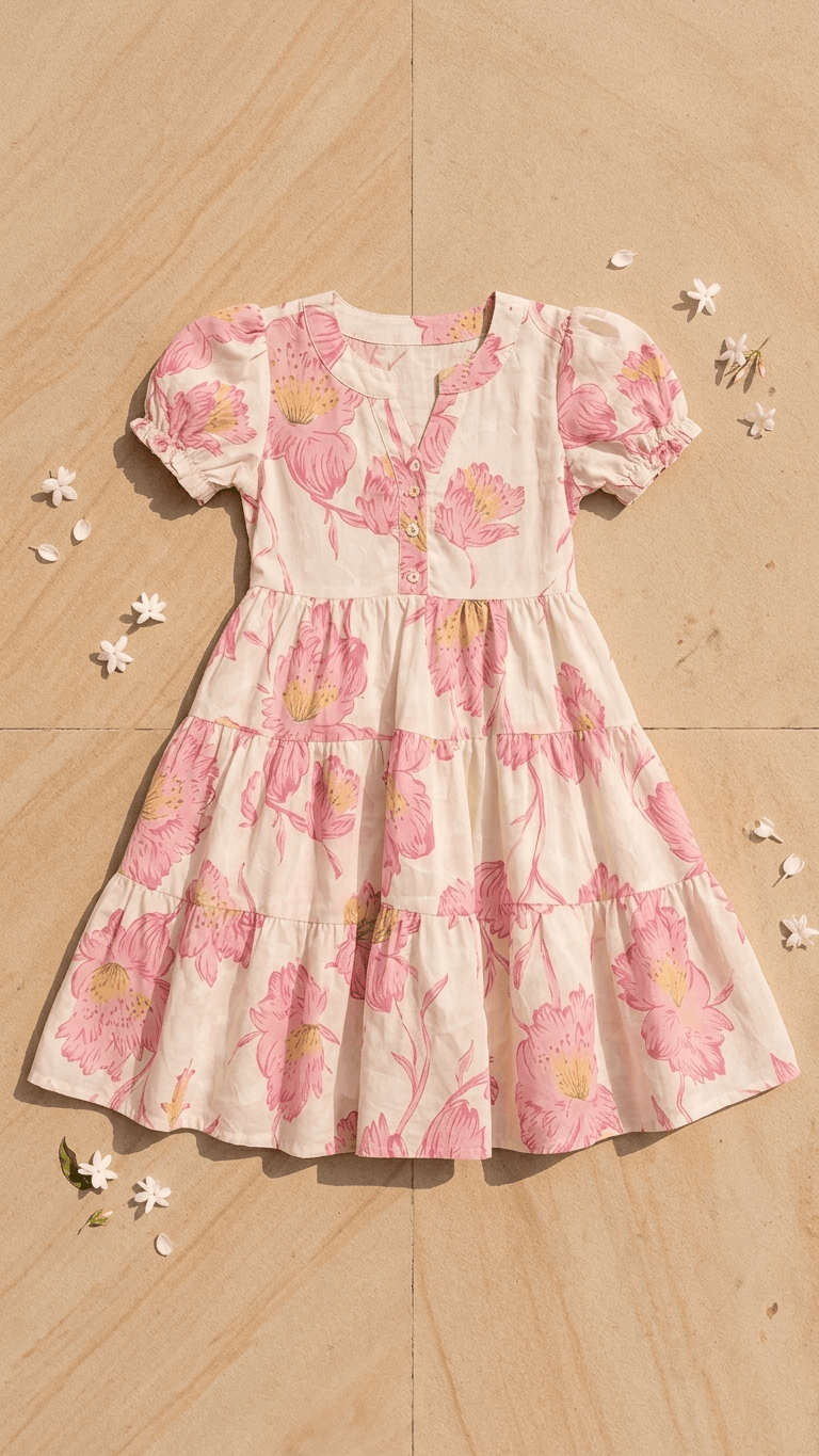 Blossom Pink Tiered Cotton Frock