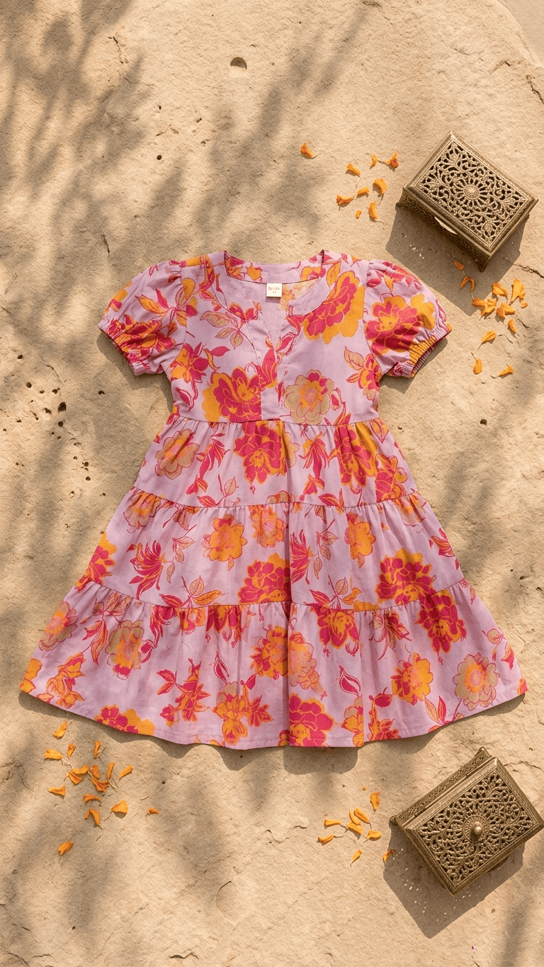 Lavender Blossom Tiered Cotton Frock