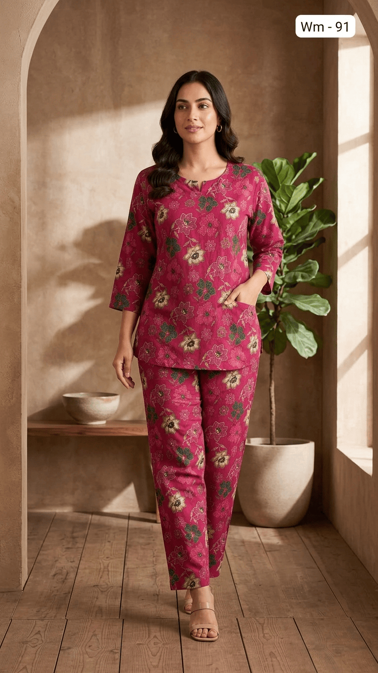 Women's Fuchsia Meadow Cotton Lounge Set