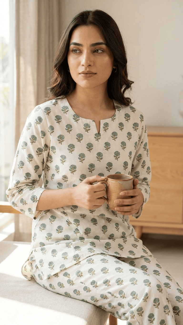 Women's Ivory Boota Cotton Lounge Set