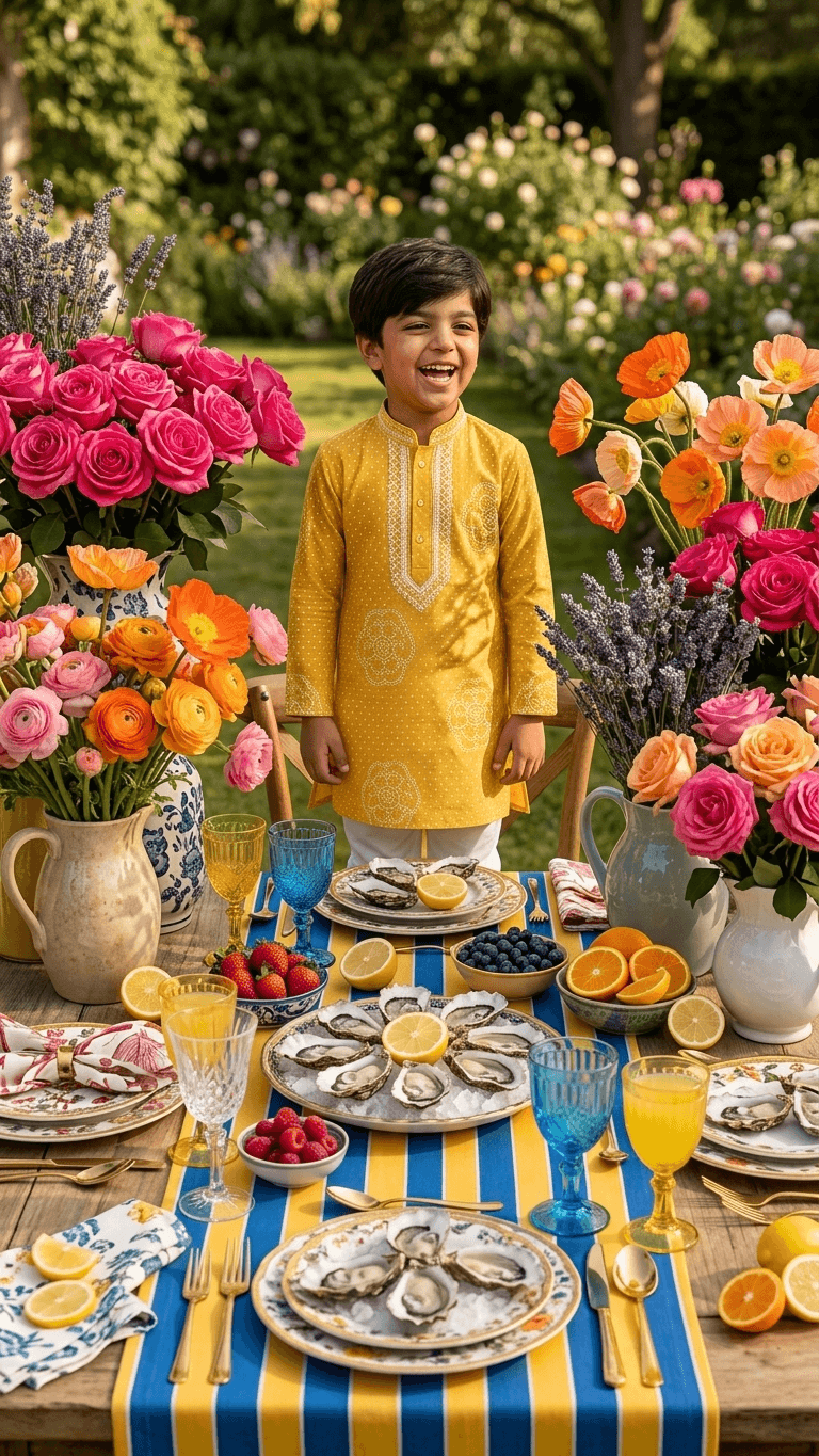 Mustard Yellow Embroidered Kurta Pajama Set for Boys