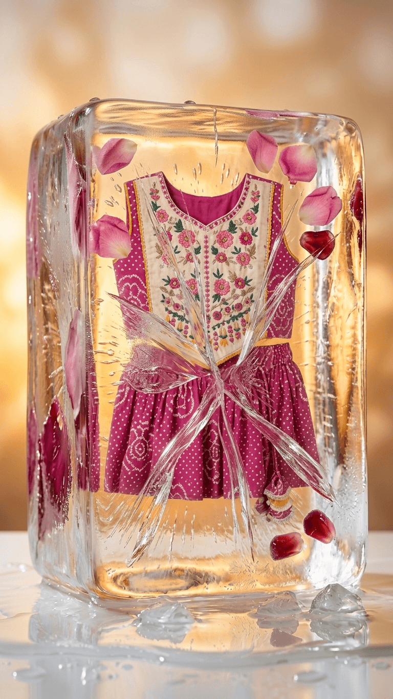 Rani Pink Bandhani Embroidered Tiered Dress for Girls