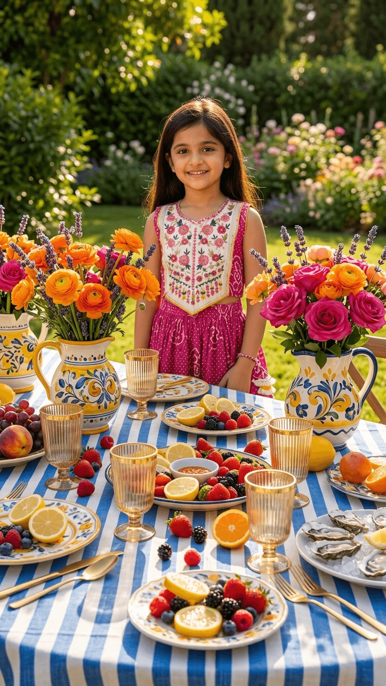 Rani Pink Bandhani Embroidered Tiered Dress for Girls