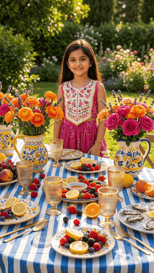 Rani Pink Bandhani Embroidered Tiered Dress for Girls